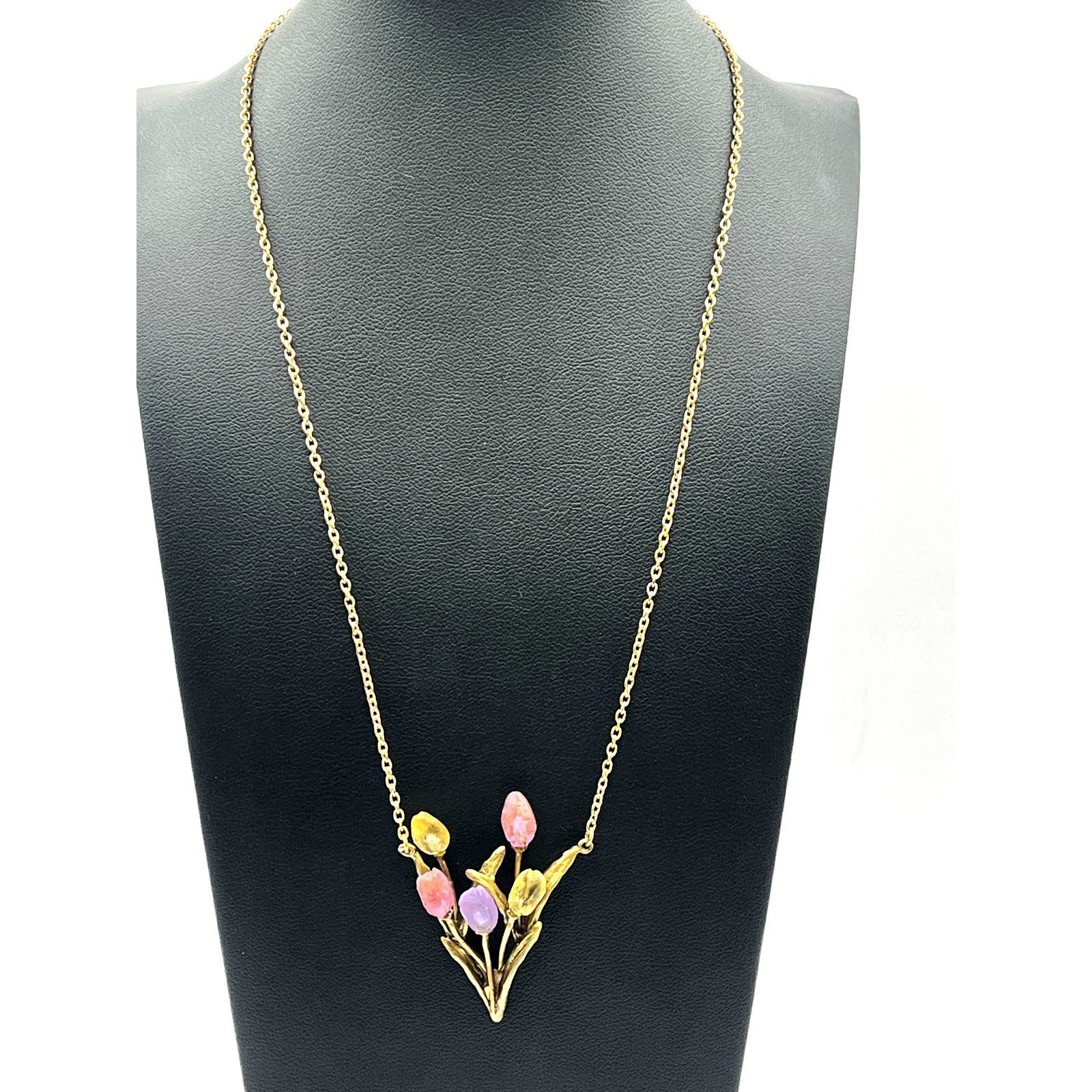 Michael Michaud Cast Glass Multi-Color Tulip Necklace